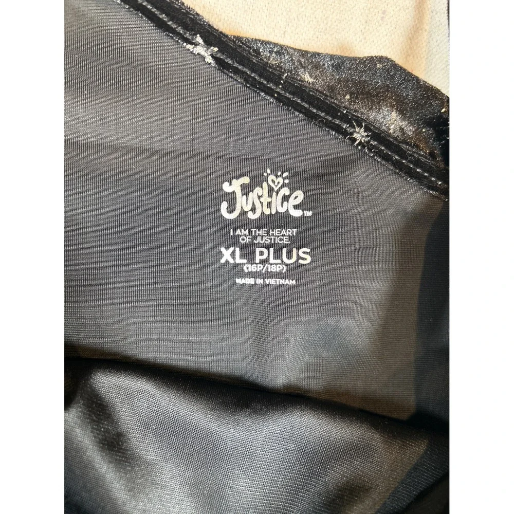 Justice Girls XL Plus Black Crushed Velvet Star Jumpsuit One Shoulder Wide Leg